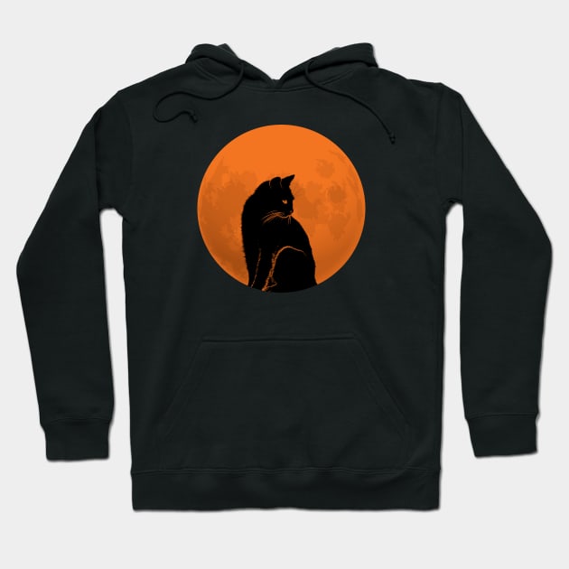 Black Cat and Full Moon Hoodie by dentikanys